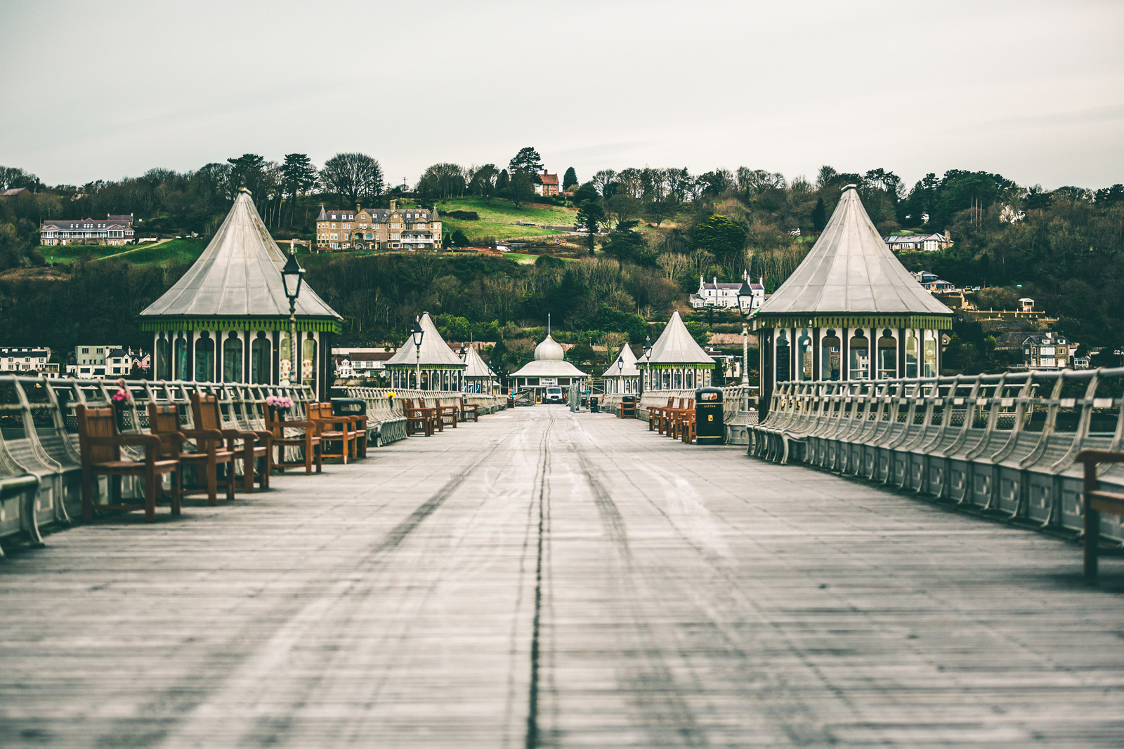 The view down Bangor pier in Gwynedd North Wales during an engineering restoration job by EW Partnership Limited.